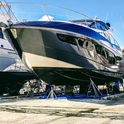 Custom superyacht lettering and graphics in Fort Lauderdale