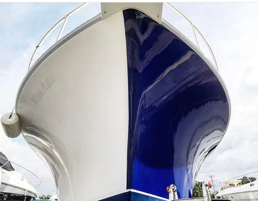Precision transom vinyl wrap application in Fort Lauderdale