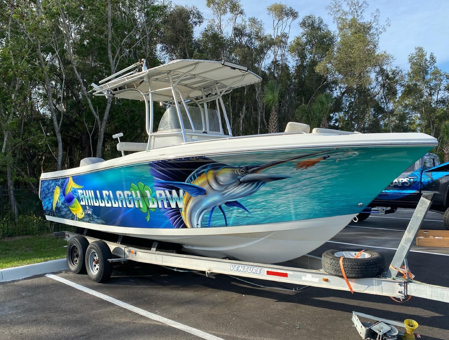 Center console with bold wrap graphics
